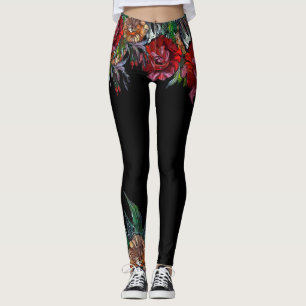 Livlig blommönster för MATRYOSHKA-SAMLING Leggings