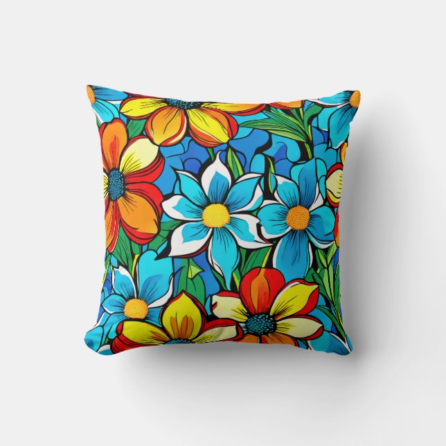 Livlig blomster  kudde (Framsida)