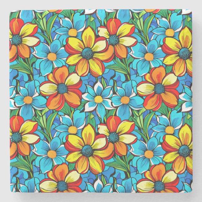 Livlig blomster  stenunderlägg (Framsidan)