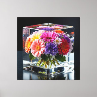 Livlig blomsterarrangemang canvastryck