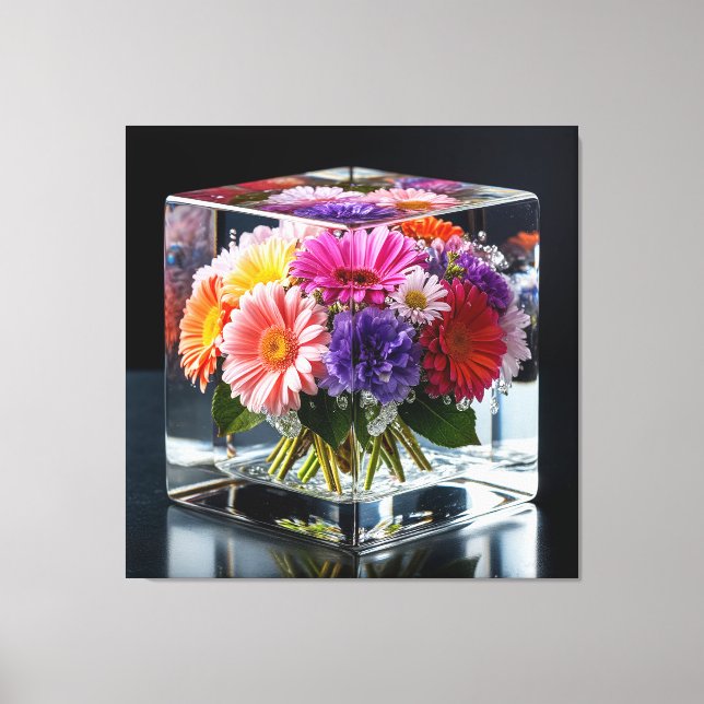 Livlig blomsterarrangemang canvastryck (Framsida)