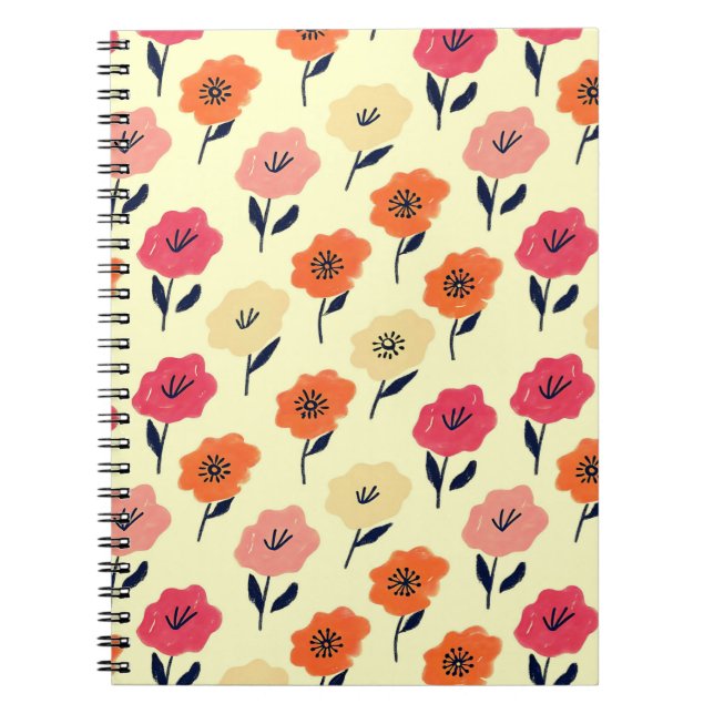 Livlig blomsterdesign anteckningsbok (Framsidan)