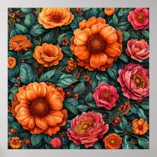 🌺 Livlig Blomsterkonst för Modern Hemdekor Poster