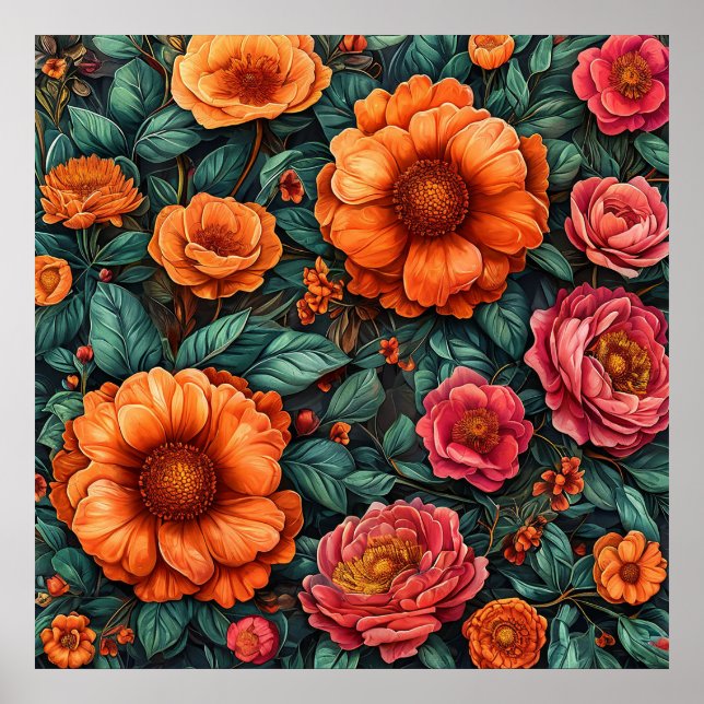 🌺 Livlig Blomsterkonst för Modern Hemdekor  Poster (Framsidan)