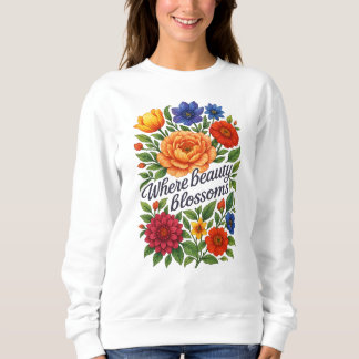 Livlig blomsterkonst-sweatshirt för kvinnor t shirt