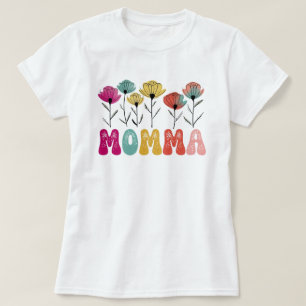 Livlig blomsterlig MOMMA-typografi för mors dag T Shirt
