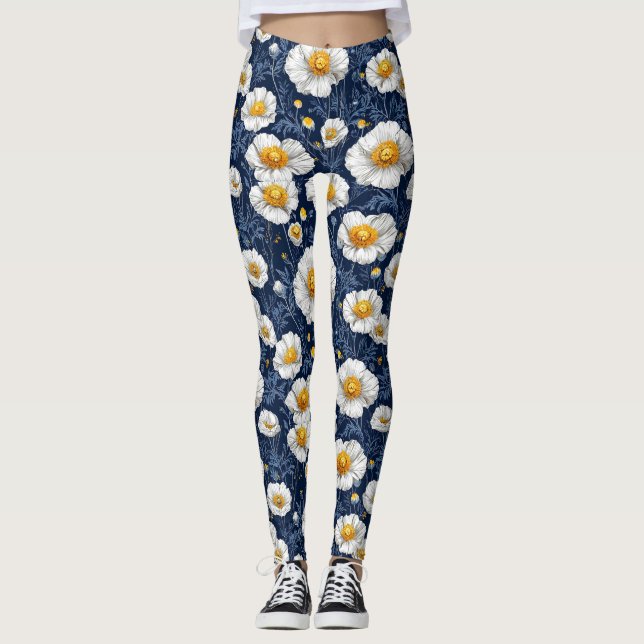 Livlig blomsterliknande mönster leggings (Framsida)