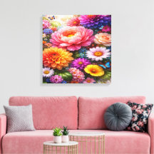 Livlig blomstersymfoni med fjärilar