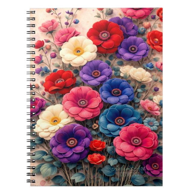 Livlig Blomsterträdgård Anteckningsbok (Framsidan)