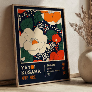 Livlig blomsterutställning Yayoi Kusama Retro Poster