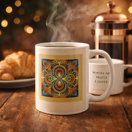 Livlig Boho Fraktal Mandala Konst Kaffemugg