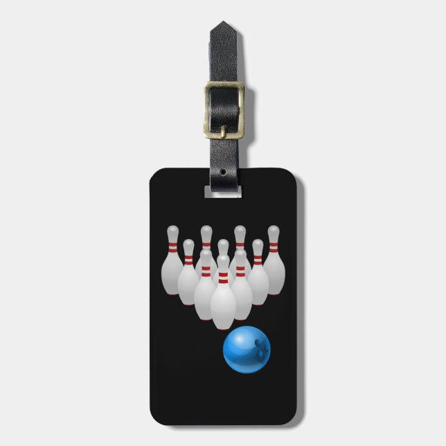 Livlig bowlingklot och stift bagagebricka (Vertikal Framsida)