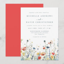 Livlig Bröllopsinbjudan med Vilda Blommor
