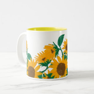 Livlig bukett med solrosor Tvåtons kaffemugg