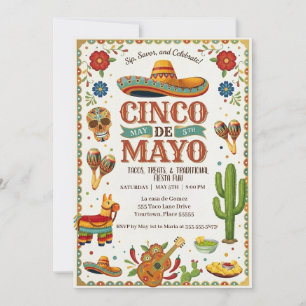 Livlig Cinco De Mayo Högtidsfest Inbjudan