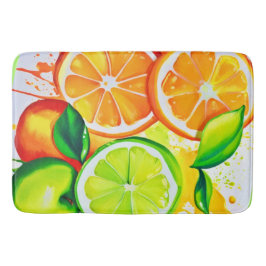 Livlig Citrus Fruktstänk Konst Badrumsmatta