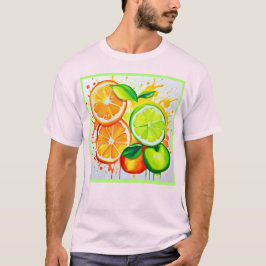 Livlig Citrus Fruktstänk Konst T Shirt
