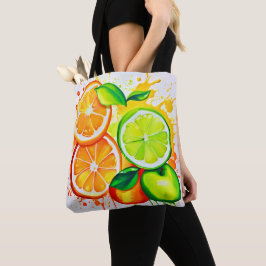 Livlig Citrusfrukt Splash Art Tygkasse