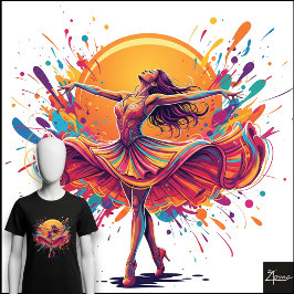 Livlig Dansare Färgrik Snurr Popkonst T Shirt