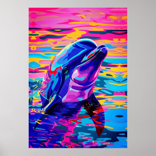Livlig Delfin – Färgrik Havsdröm Poster (Framsidan)