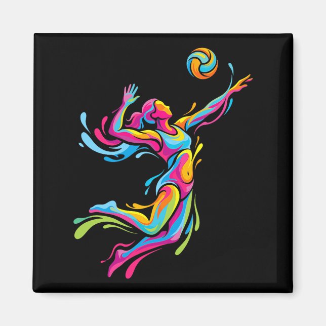 Livlig design för mamma som spelar beachvolleyboll magnet (Framsidan)