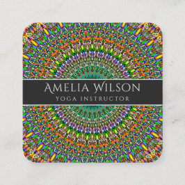 Livlig djungelträdgårdMandala Fyrkantigt Visitkort