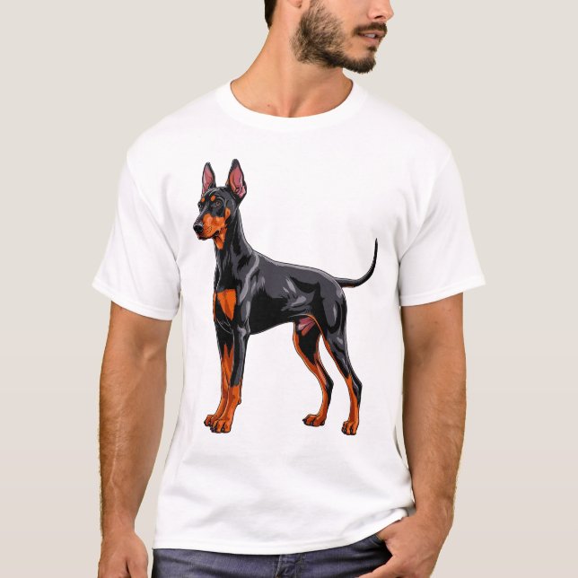 Livlig Dobermann T Shirt (Framsida)