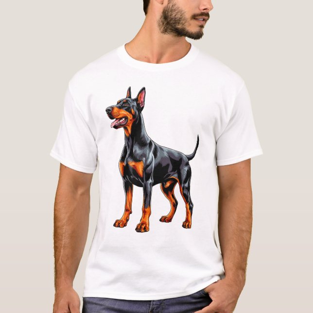 Livlig Dobermann T Shirt (Framsida)