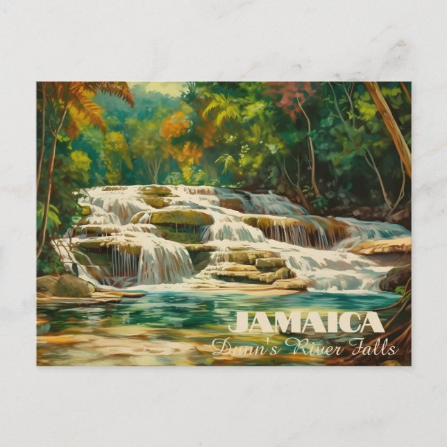Livlig Dunn's River Falls Jamaica vykort (Framsida)