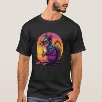 Livlig Ekorre I Solnedgångsfärger T Shirt