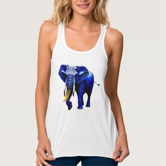 Livlig Elefant Linne Med Racerback (Framsida)
