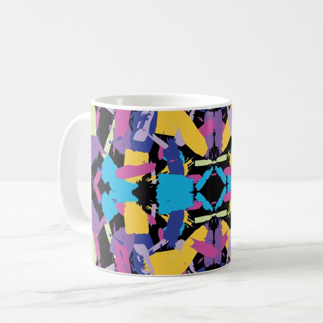 Livlig explosion: slumpmässiga färgstänk kaffemugg (Framsida vänster)