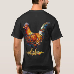 Livlig Färgrik Tupp Illustration Konstverk T Shirt