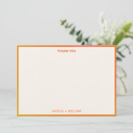 Livlig fet orange rosa gradient anpassad bröllopsf tack kort