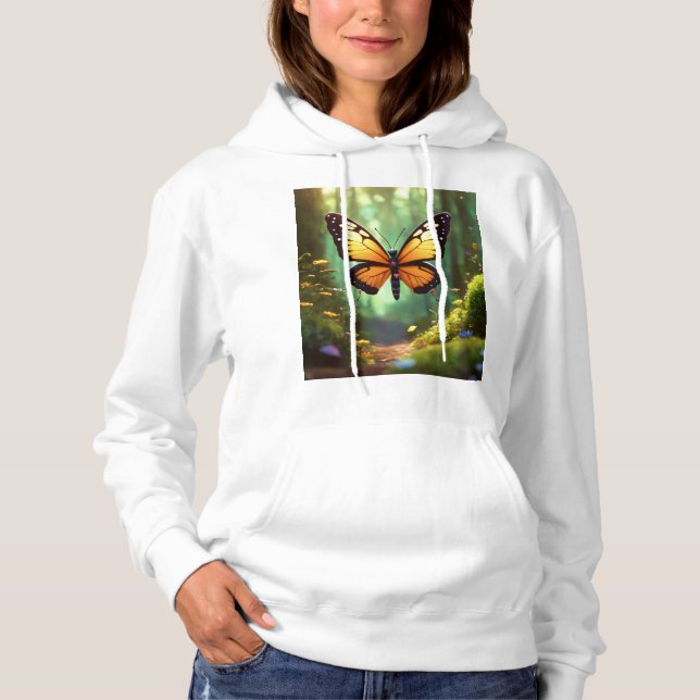 Livlig fjäril Illustration Hoodie T Shirt (Framsida)