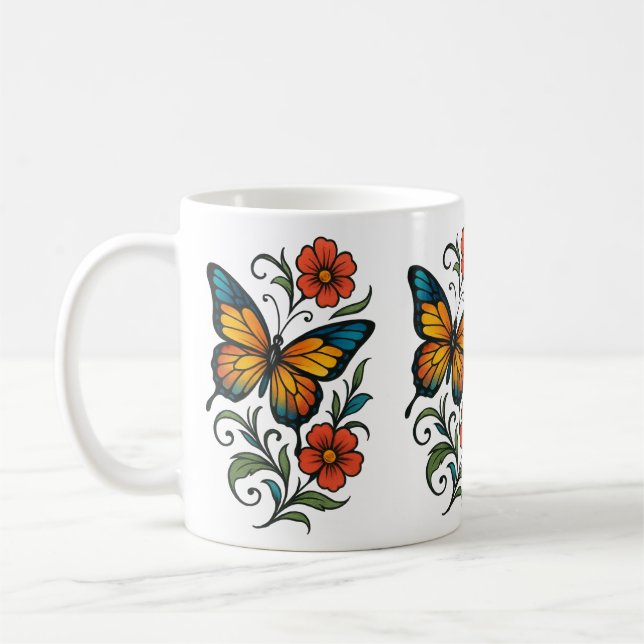 Livlig fjäril kaffemugg (Vänster)