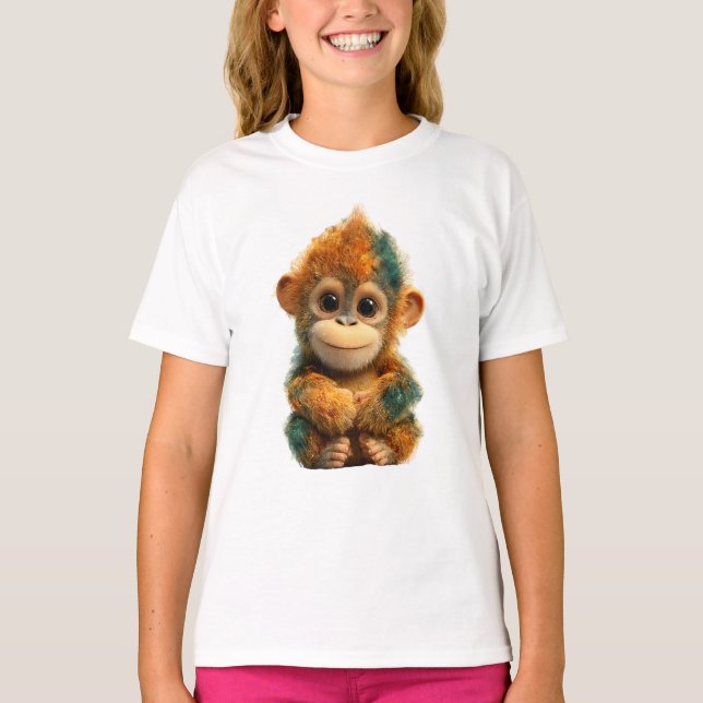 Livlig flerfärgad babymonkey för barn t shirt (Framsida)
