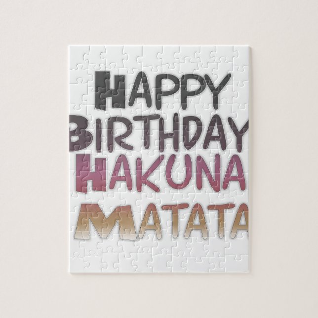 Livlig födelsedagsdesign med Hakuna Matata Pussel (Vertikal)