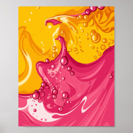 Livlig fusion av rosa och gyllene flytande energi poster