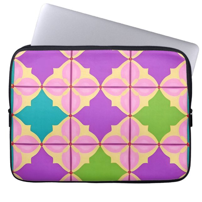 🌈 Livlig geometrisk abstrakt blockkonst stil 💻✨ Laptop Fodral (Framsidan)