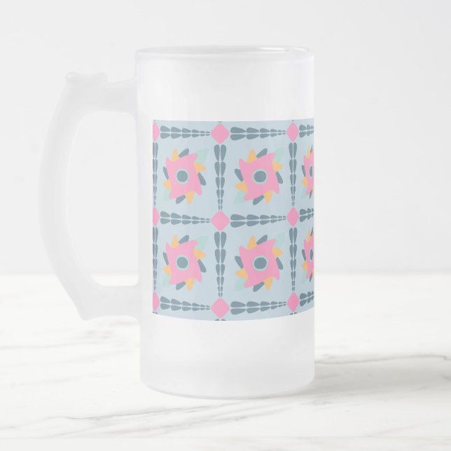 Livlig geometrisk kakeldesign frostat ölglas (Vänster)