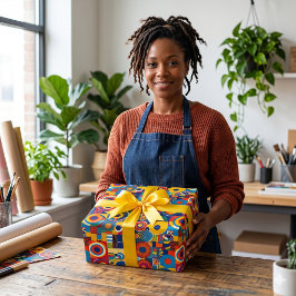 Livlig geometrisk lapptäcke afroamerikanska presen presentpapper
