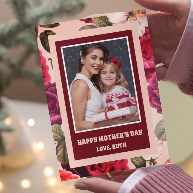 Livlig | Glad mors dag Rosa rosor Foto Kort (Skapare uppladdad)