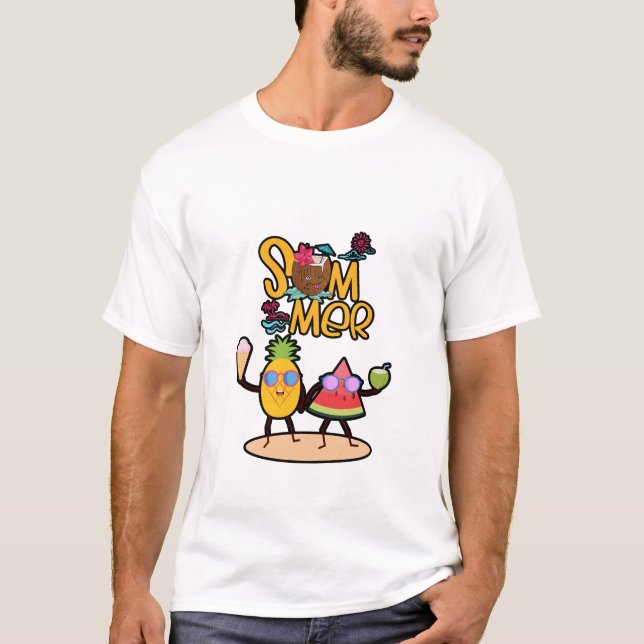 Livlig Hej Sommar | Färgrika Havsdjur  T Shirt (Framsida)