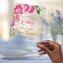 Livlig Het Rosa Blommig Akryl Bröllop