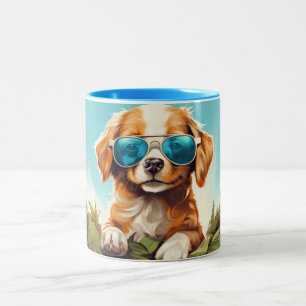 Livlig hund Hund Konststil För hundälskare  Två-Tonad Mugg