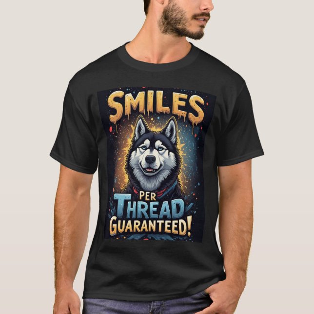 Livlig Husky Med Djärv Typografi T Shirt (Framsida)
