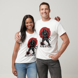 Livlig Japansk Samurajrustning Sol Grafisk T-shirt