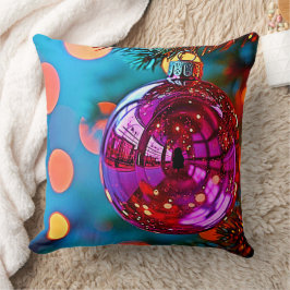 Livlig julgransprydnad med gnistrande design kudde