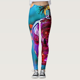 Livlig julgransprydnad med gnistrande design leggings